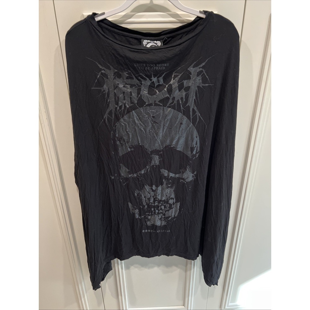Killstar Black Skull Tunic Top Shark Bite Hem Occult Grunge Goth Punk Emo